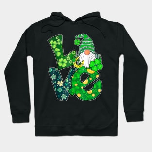 Love Gnome Irish Lucky Shamrock Happy St Patrick's Day Hoodie